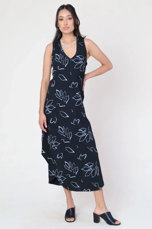 BLACK PALMS SLEEVELESS DRESS