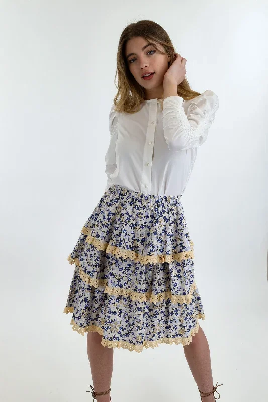 Embroidery Print Layered Skirt