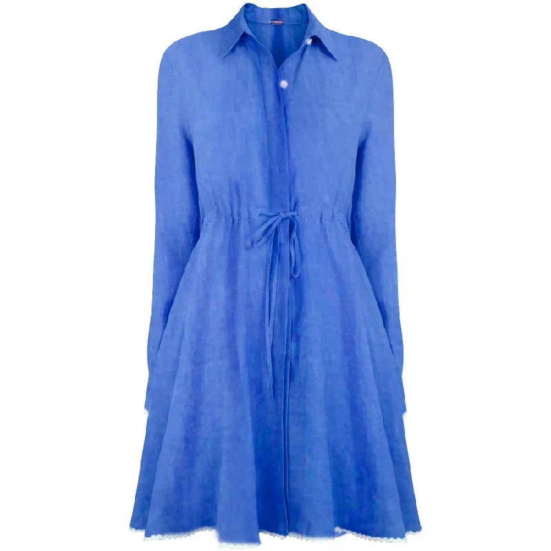 SHORT LINEN DRESS "AMALFI" IN BLUE