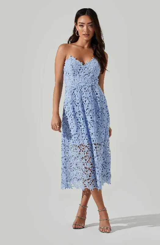 Anaya Strapless Lace Midi Dress