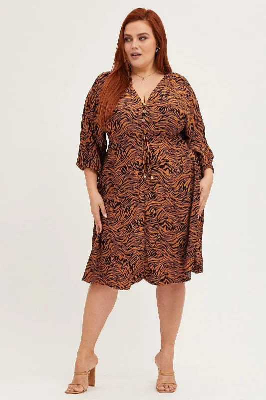 animal-print-v-neck-3-4-sleeve-rayon-dress-ced1282-34ab