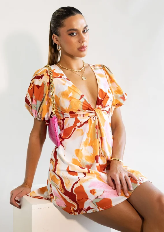 Anna Mini Dress - Orange Swirl