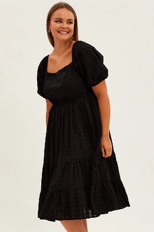 black-midi-dress-puff-sleeve-sweetheart-neck-textured-cdd25533-35a-2