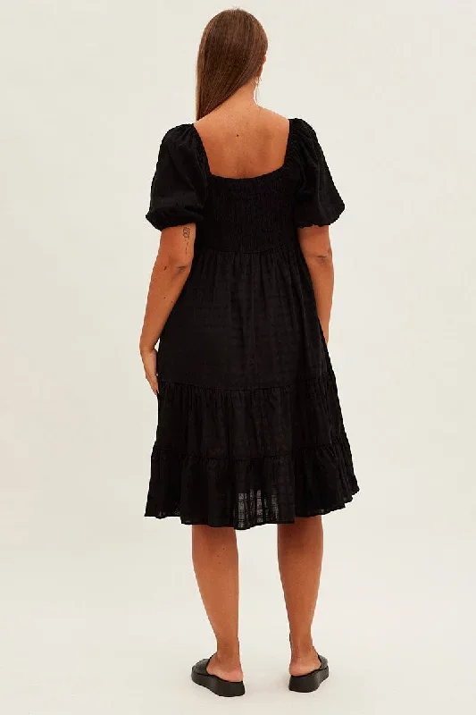 black-midi-dress-puff-sleeve-sweetheart-neck-textured-cdd25533-35a-2