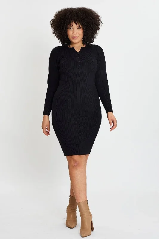 black-midi-knit-bodycon-dress-v-neck-long-sleeve-ced31536-40ab-1