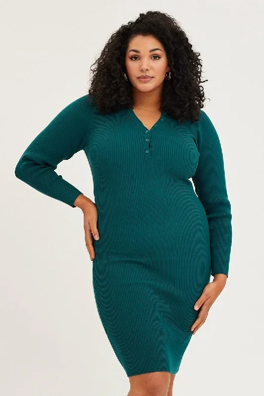 black-midi-knit-bodycon-dress-v-neck-long-sleeve-ced31536-40ab-1