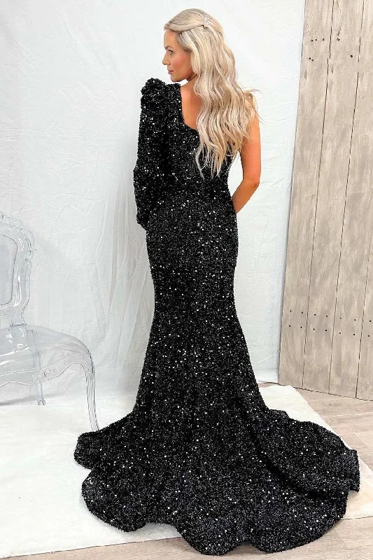 black-sequin-one-sleeve-mermaid-long-prom-dress-with-slit