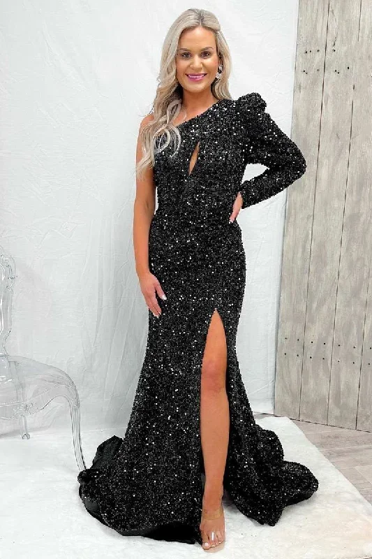 black-sequin-one-sleeve-mermaid-long-prom-dress-with-slit