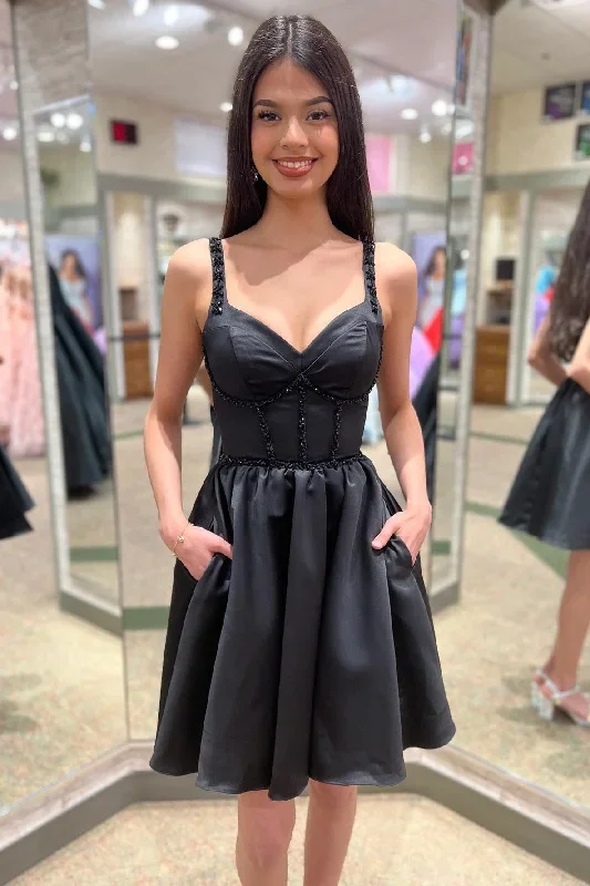 Black Sweetheart A-Line Homecoming Dress