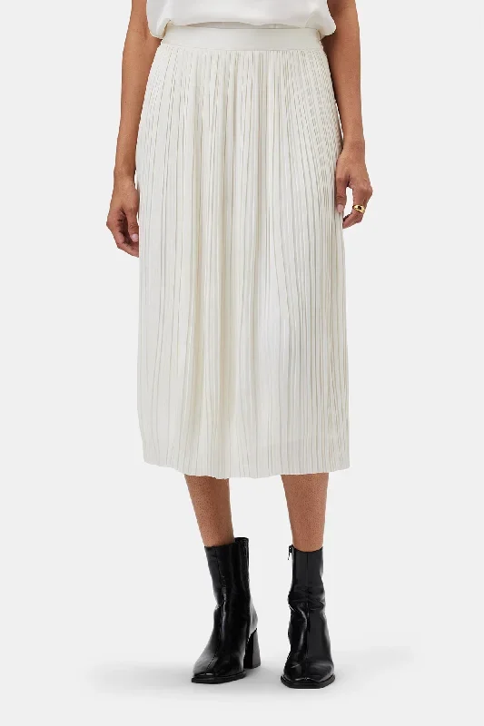 Blaze Pleated Recycled Sateen Skirt - Ivory