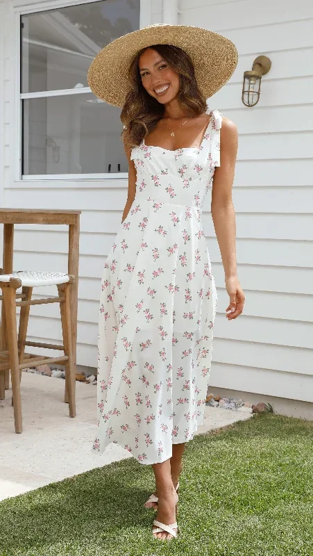 Carmilla Midi Dress - Pink Floral