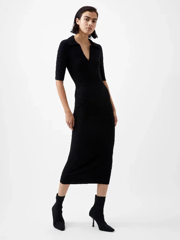 cosysoft-v-neck-midi-dress-black