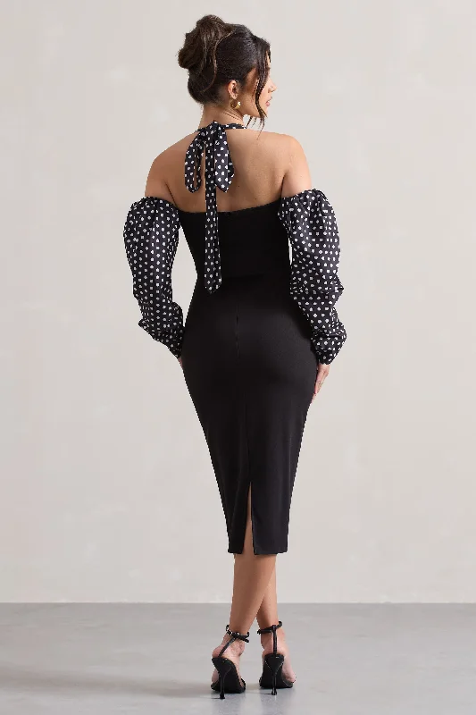 couture-client-black-white-polka-dot-halter-neck-puff-sleeve-midi-dress-cl132236019