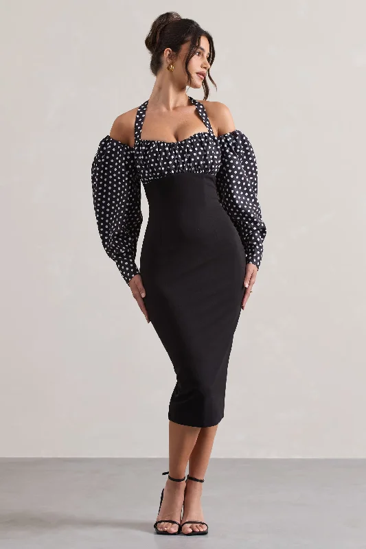 couture-client-black-white-polka-dot-halter-neck-puff-sleeve-midi-dress-cl132236019