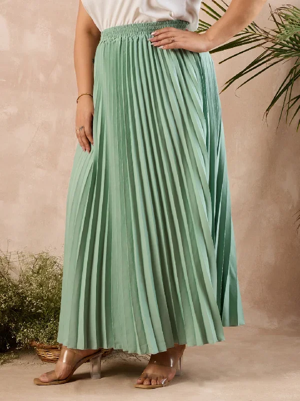 cur-sk5440gr-berrylush-curve-green-solid-high-rise-pleated-a-line-maxi-skirt