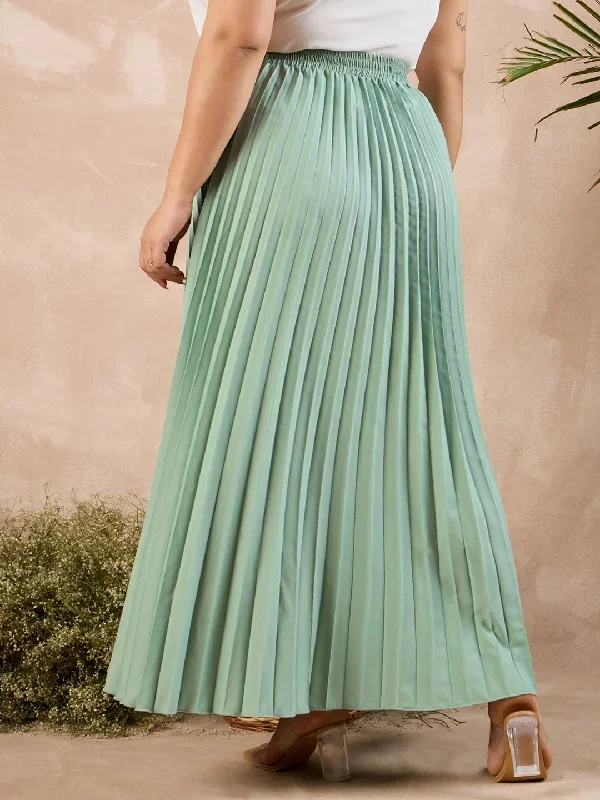 cur-sk5440gr-berrylush-curve-green-solid-high-rise-pleated-a-line-maxi-skirt