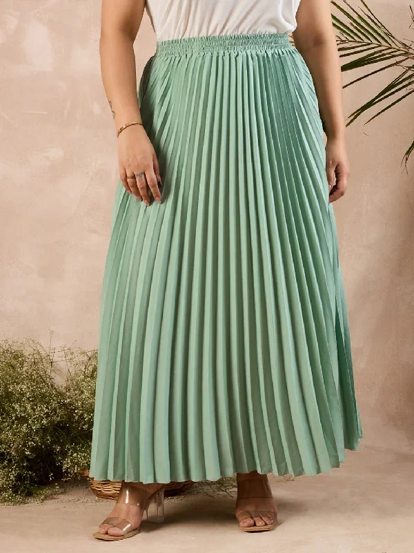 cur-sk5440gr-berrylush-curve-green-solid-high-rise-pleated-a-line-maxi-skirt