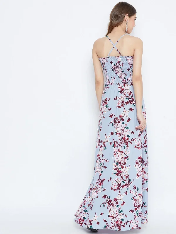 dr409bl-blue-floral-print-shoulder-strap-smocked-maxi-dress