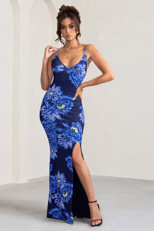 farah-blue-floral-print-plunge-neck-maxi-dress-with-split-detail-cl127830132