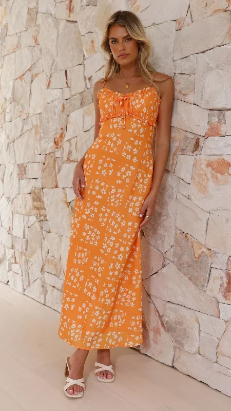 Farna Midi Dress - Orange Floral