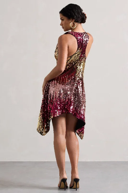 fiesta-pink-gold-sequin-plunge-cowl-neck-mini-dress-cl133255196