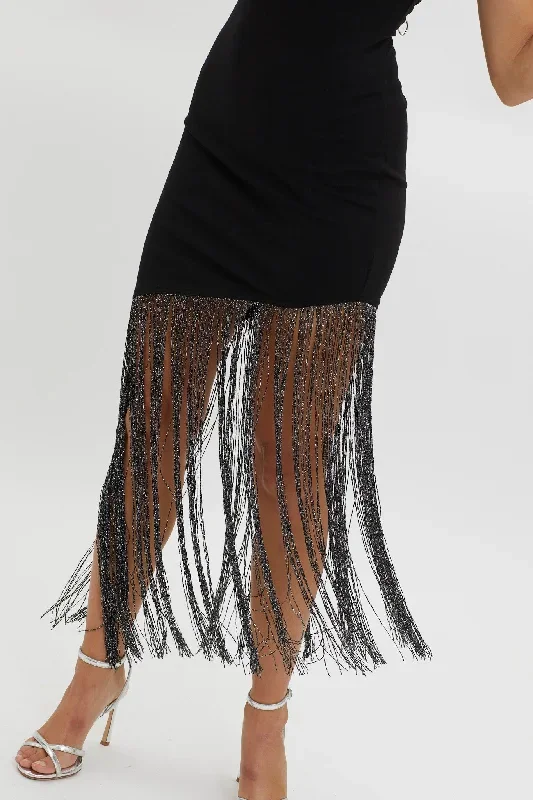 glitz-asymmetrical-fringe-hem-dress-black