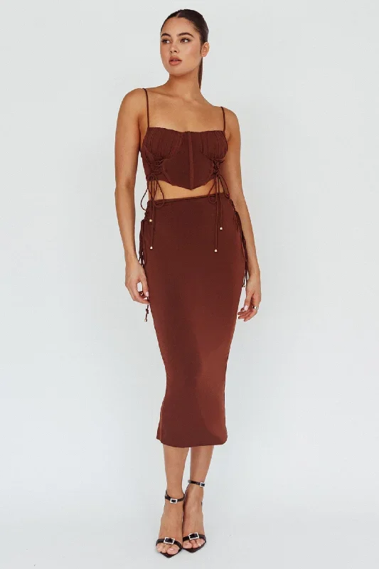 graziella-lace-up-midi-skirt-chocolate