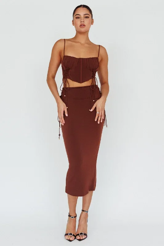 graziella-lace-up-midi-skirt-chocolate