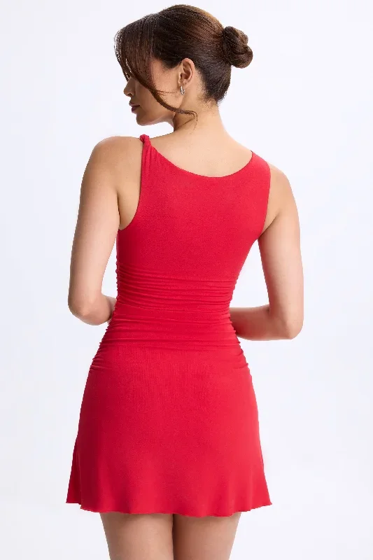 ione-ruched-a-line-mini-dress-cherry-red