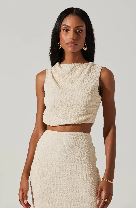 Keely Textured Sleeveless Crop Top