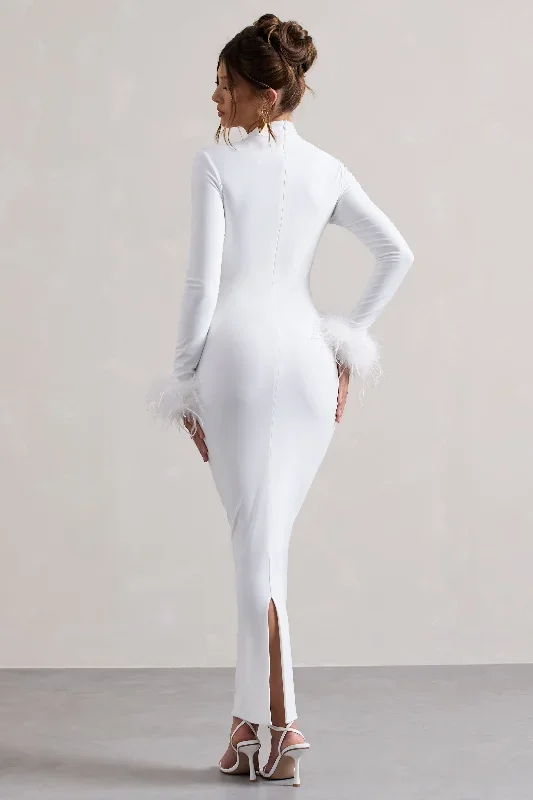 khalia-white-high-neck-feather-cuff-maxi-dress-cl134673005