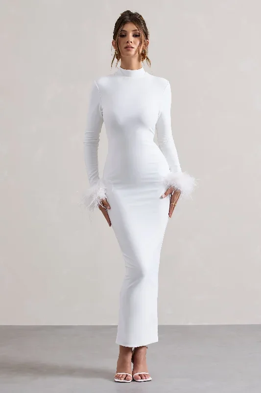 khalia-white-high-neck-feather-cuff-maxi-dress-cl134673005