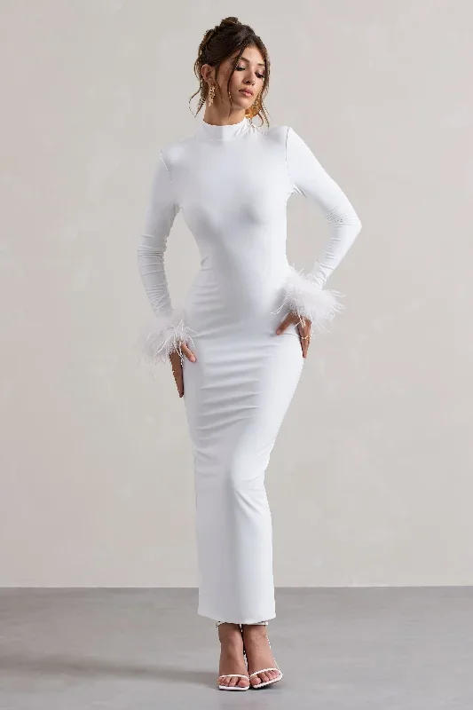 khalia-white-high-neck-feather-cuff-maxi-dress-cl134673005