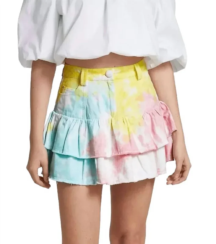 Landen Skirt In Rainbow Radial Tie Dye