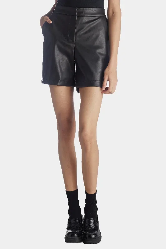 Leather Flat Front Short