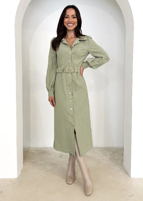 Leila Midi Dress - Olive