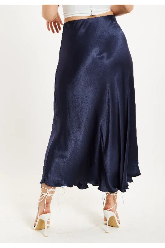 liquorish-bias-cut-navy-satin-skirt