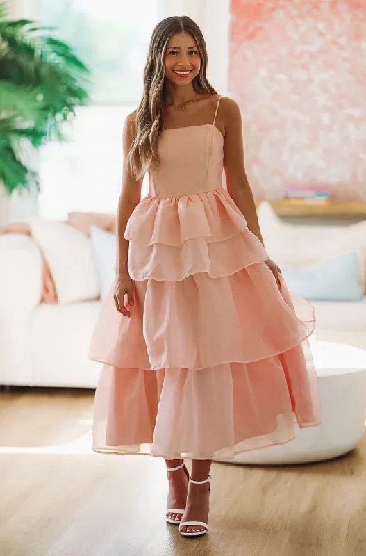 Make Me Blush Midi Dress - Blush Pink