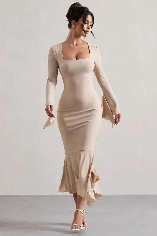 meliora-champagne-square-neck-flute-sleeve-asymmetric-midi-dress-cl132243059