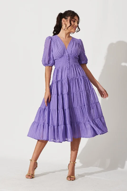 Modica Midi Dress In Purple Chiffon