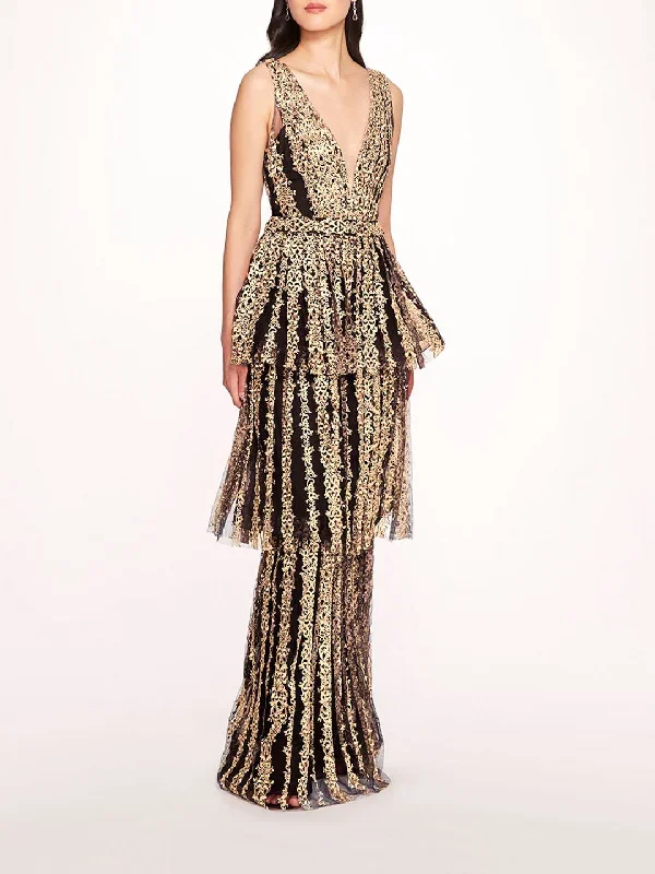 Metallic Filigree Gown