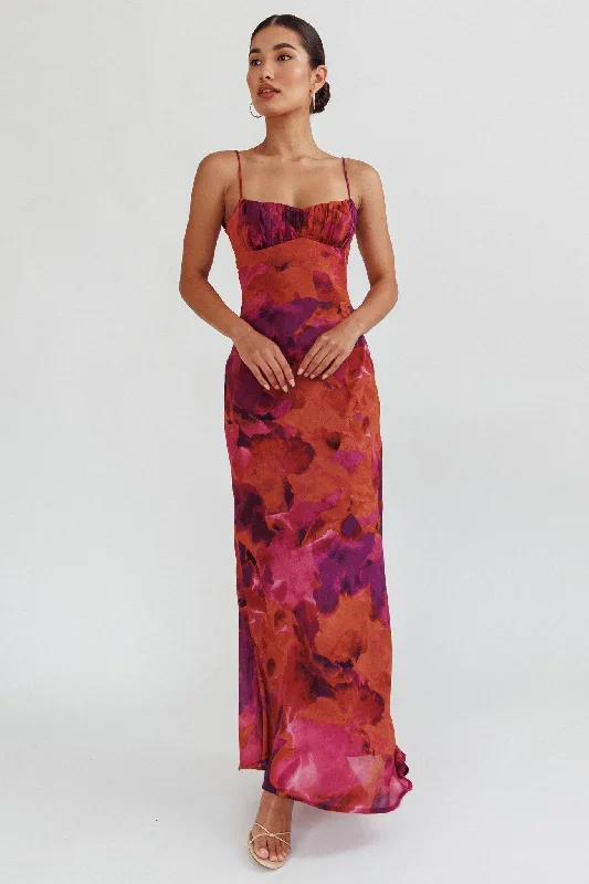 Nerida Low Back Twist Maxi Dress Dark Rose