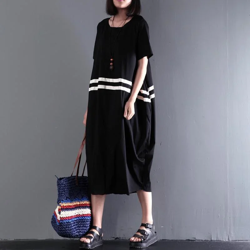 New fine cotton dresses o neck casual gowns oversize summer dress