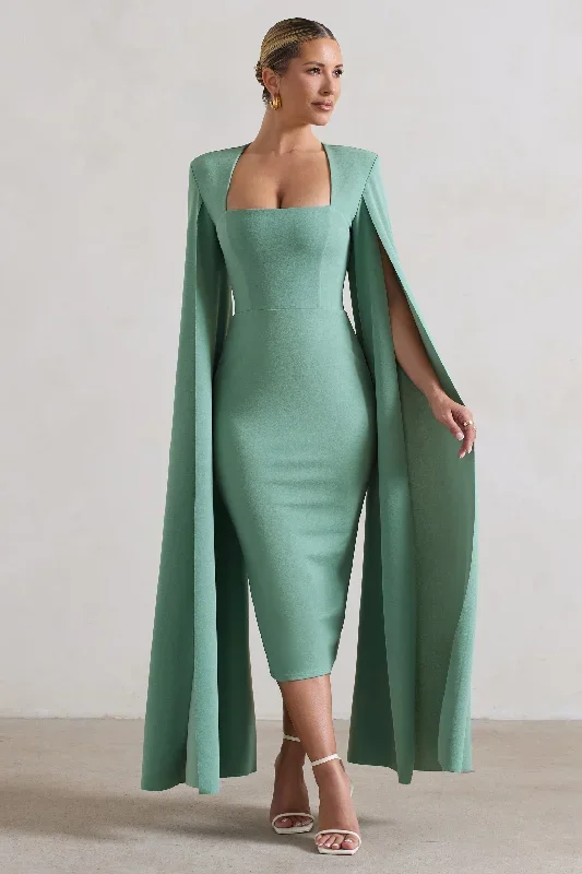 no-replacement-sage-green-square-neck-cape-sleeve-midi-dress-cl132366068