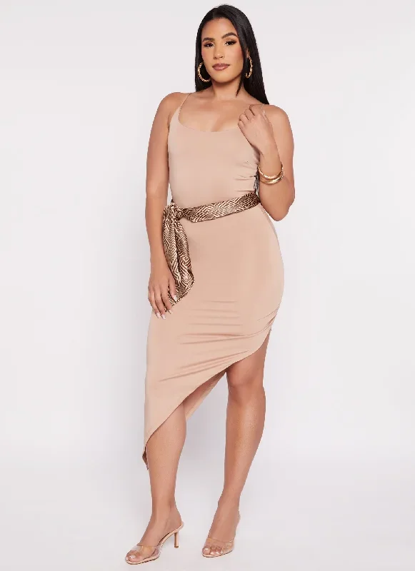 Asymmetrical Cami Midi Dress