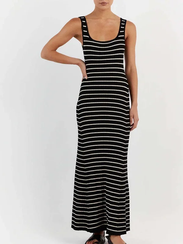 old-money-aesthetics-stripe-long-knit-dress