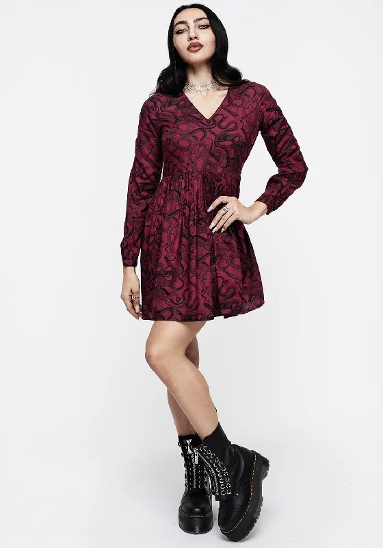 Ophidia Snakes Print Mini Dress - Red