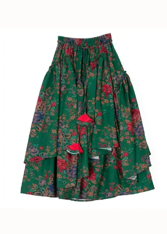 organic-green-print-cinched-asymmetrical-patchwork-cotton-skirts-fall