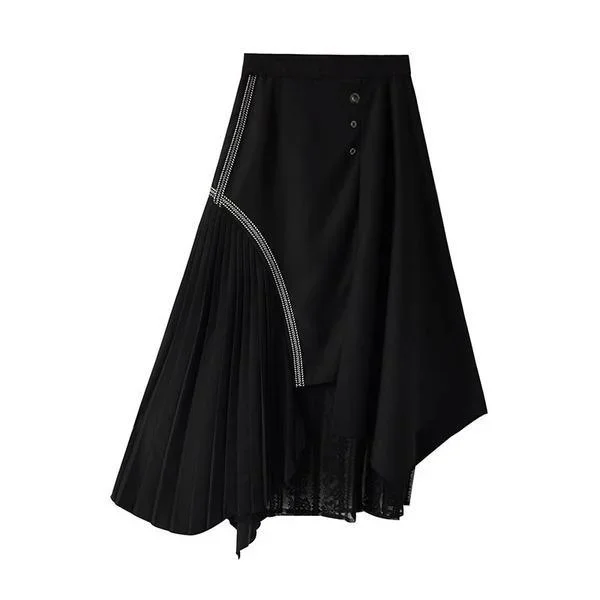 patchwork-button-draped-irregular-skirt-women-2020-winter-casual-fashion-new-style-temperament-all-match-skirt