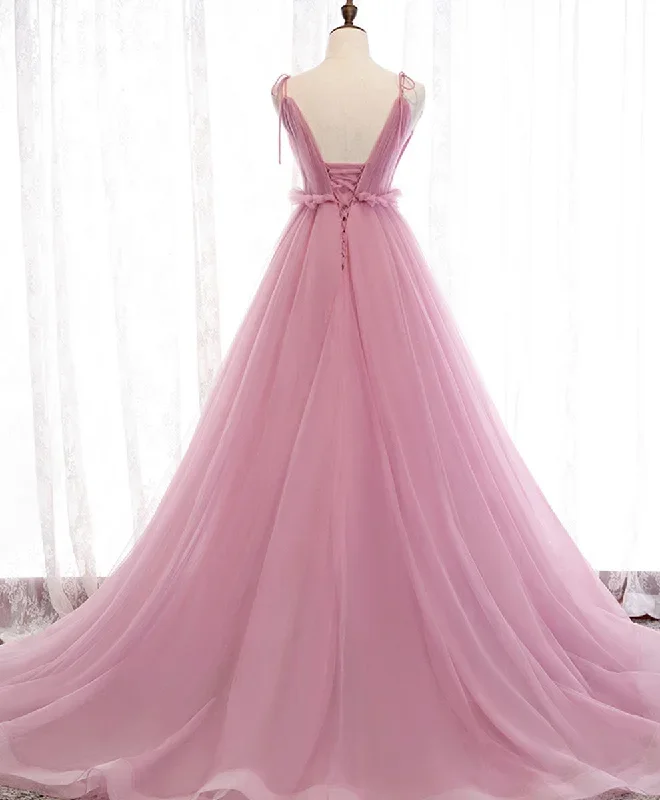 pink-v-neck-tulle-long-prom-dress-pink-tulle-formal-dress